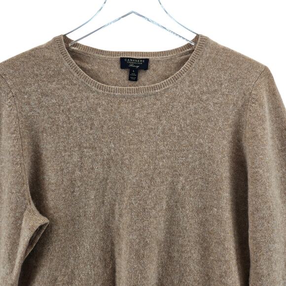 Charter Club 100% Cashmere Sweater Womens Large Beige Neutrals Crewneck Luxury - Picture 2 of 8